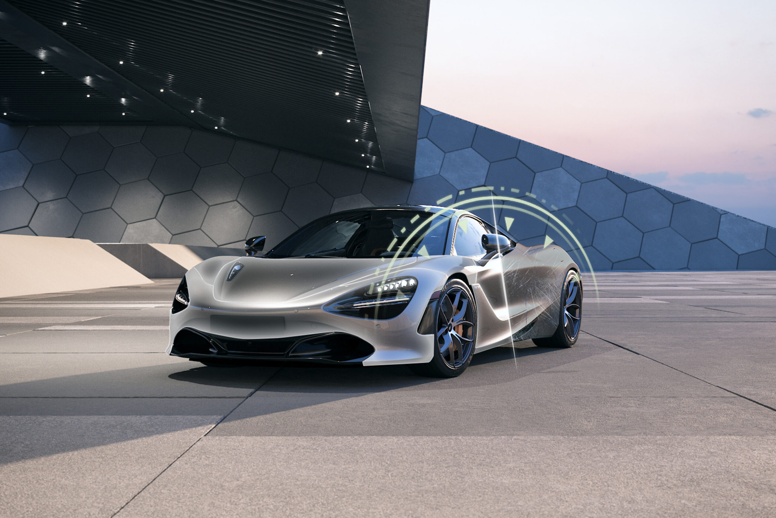An image of a sports car to promote CYD FILM's self healing film 01