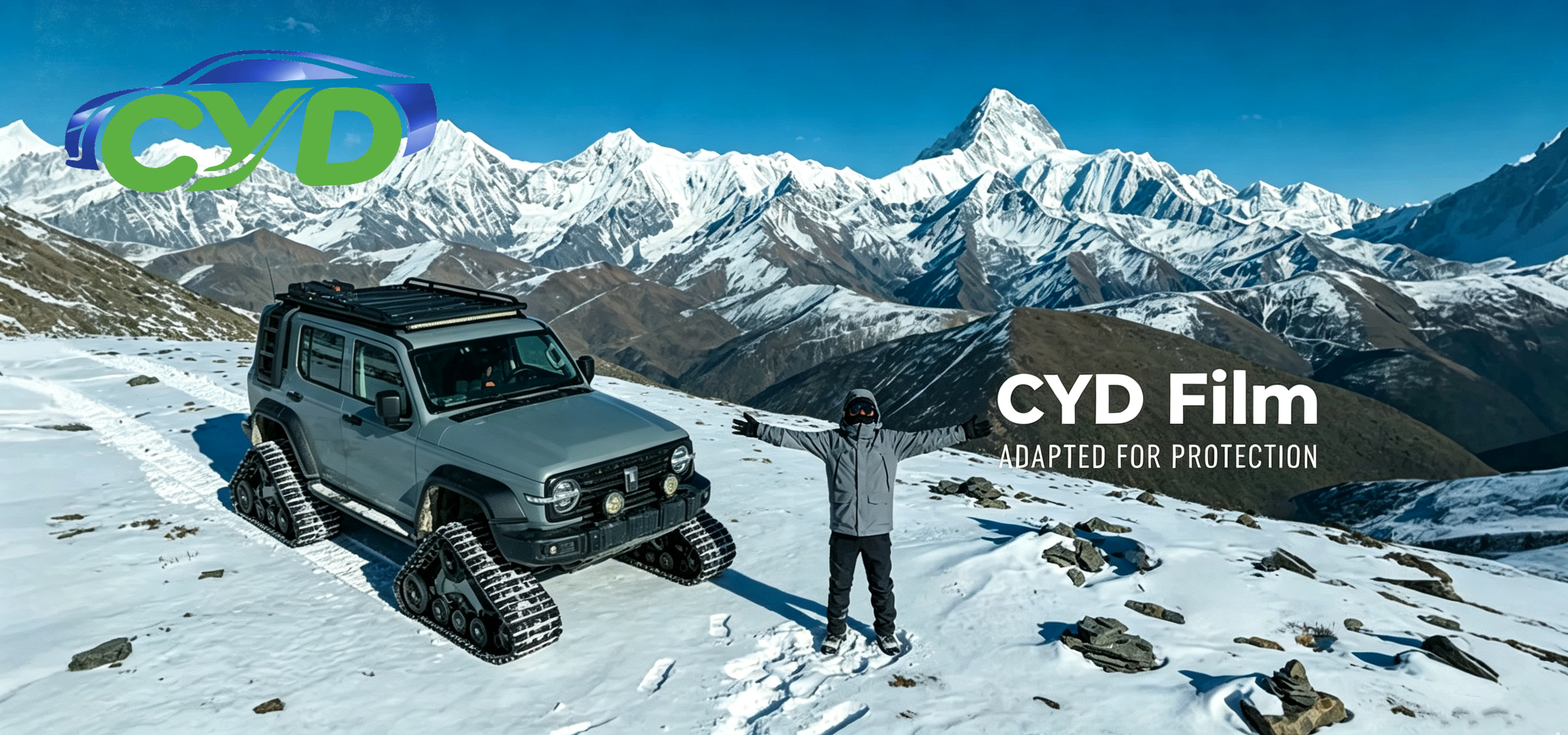 A CYD Film branding graphic for their car film